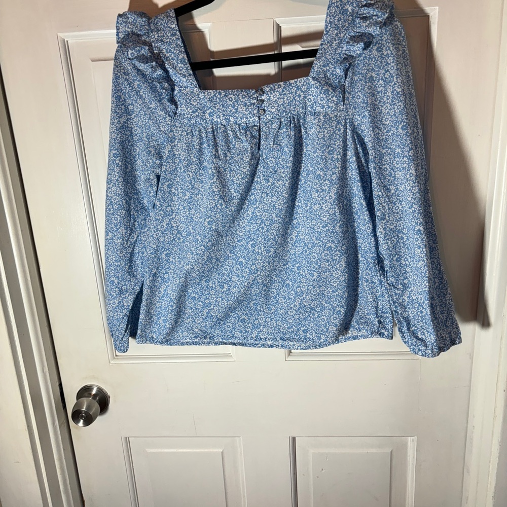 J Crew Blue Floral Women's Top